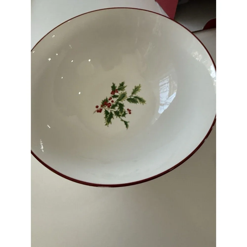 LENOX Holly Scroll Holiday Serving Bowl~Size: 2.25 qt~NEW~10 inch diameter~